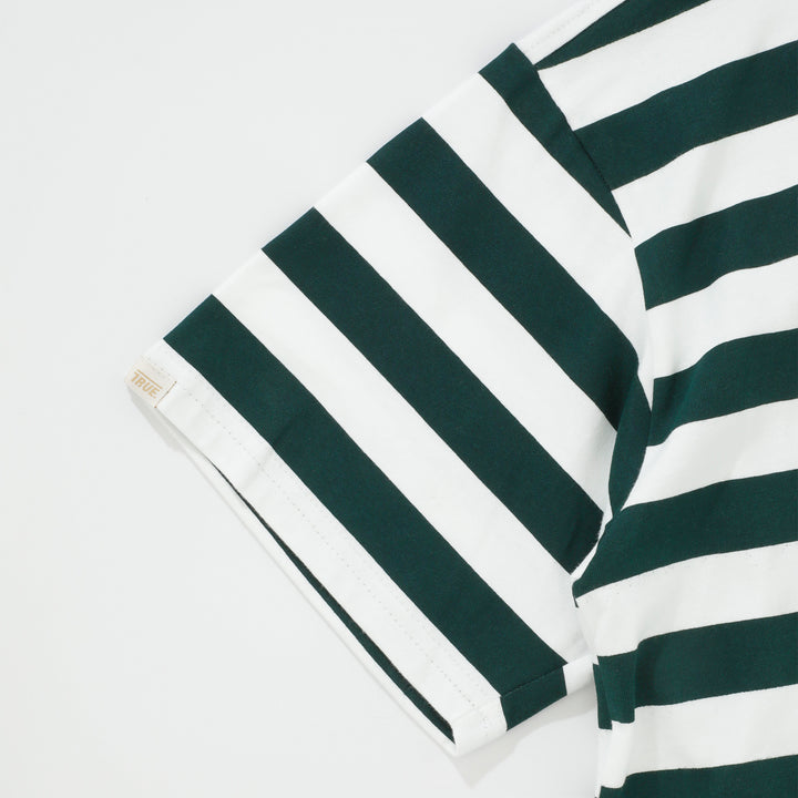 Striped Boxy Tee - Pine Green