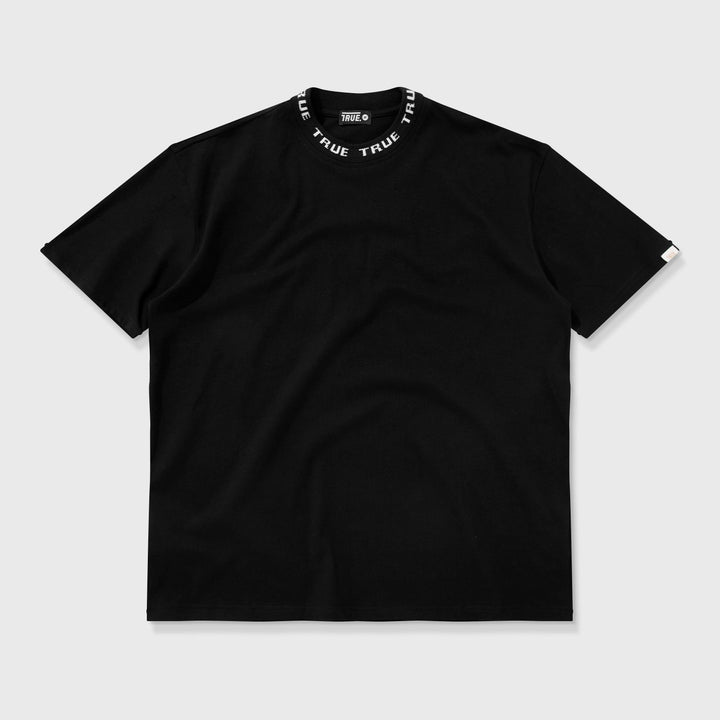 Camiseta Oversized Cuello Tejido - Negra