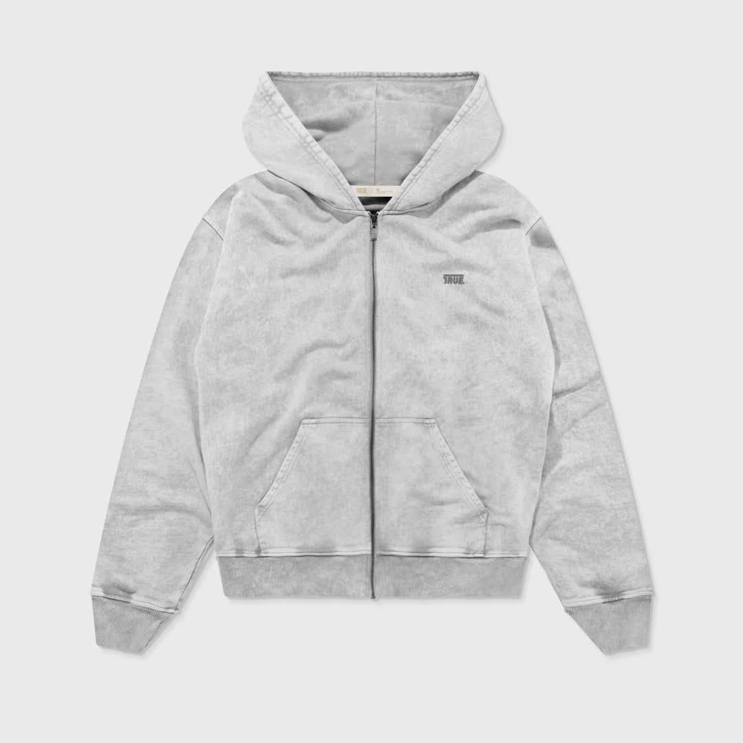 Classic Zipper Hoodie - Washed Gray