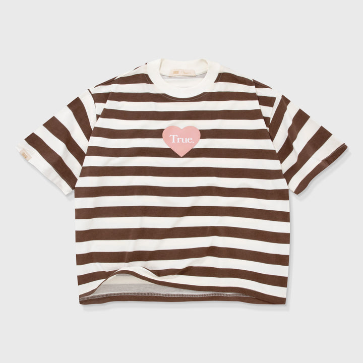 Striped Box Fit T-Shirts - Brown