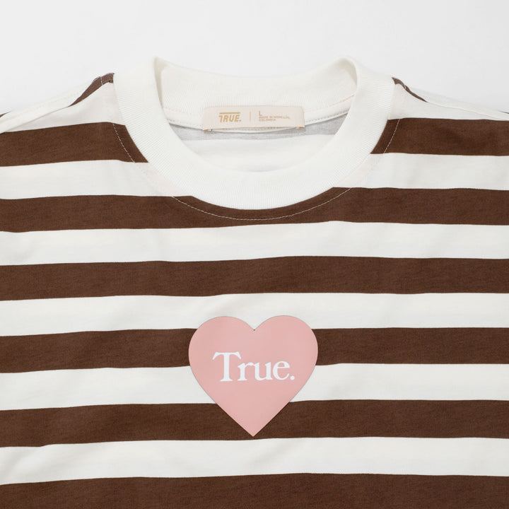 Striped Box Fit T-Shirts - Brown