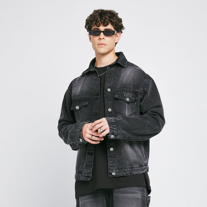 Washed Denim Jacket - Black